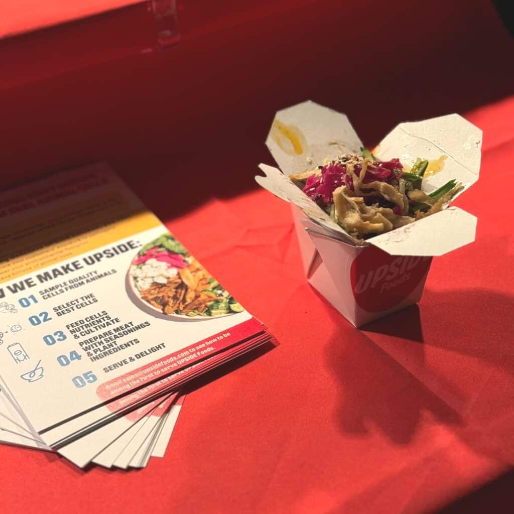 Upside chicken served at event